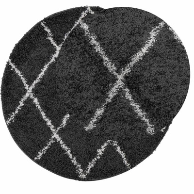 vidaXL Dywan z długim włosiem PAMPLONA, czarno-kremowy, Ø 80 cm