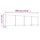 Parawan 4-panelowy, antracytowy, 698x180 cm, tkanina