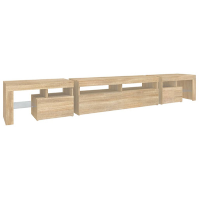 vidaXL Szafka pod TV z oświetleniem LED, dąb sonoma, 260x36,5x40 cm