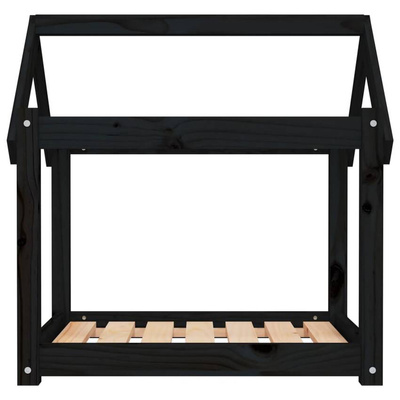 vidaXL Legowisko dla psa, czarne, 71x55x70 cm, lite drewno sosnowe