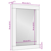 vidaXL Lustro łazienkowe, 50x70x2,5 cm, lite drewno mango i szkło