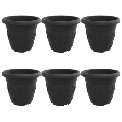 Okrągła doniczka na kwiaty 6 pcs Czarny ? 26 x 21.5 cm