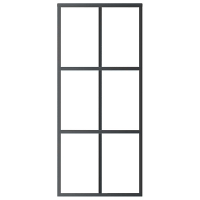 vidaXL Drzwi przesuwne, szkło ESG i aluminium, 90x205 cm, czarne