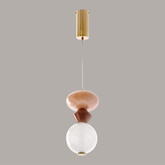 FLORES lampa wisząca mosiężny+brązowy+pomarańczowy 10W LED 3000K klosz biały
