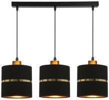 Lampa wisząca z abażurami Assam czarna ze złotym potrójna do salonu