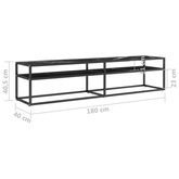 vidaXL Szafka pod TV, czarny marmur, 180x40x40,5 cm, szkło hartowane