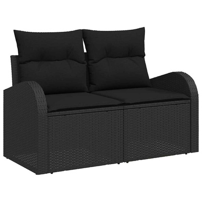 Sofa Ogrodowa z poduszką Czarny 124 x 62 x 69 cm polirattan