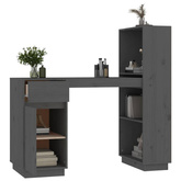 vidaXL Biurko, szare, 110x53x117 cm, lite drewno sosnowe