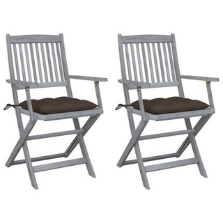 vidaXL Składane krzesła ogrodowe, 2 szt., z poduszkami, akacjowe