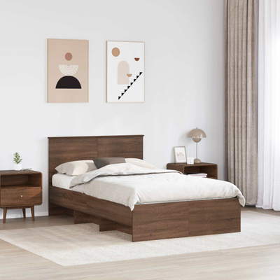 Ramka łóżka Brązowy dąb 135 x 190 cm Drewno inżynieryjne