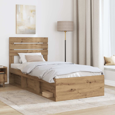 Ramka łóżka Dąb artisan 75 x 190 cm Lite drewno sosnowe