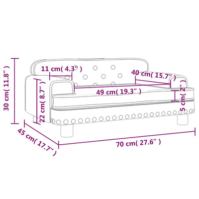 vidaXL Sofa dla dzieci, kremowa, 70x45x30 cm, aksamit