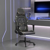 vidaXL Masujący fotel gamingowy, czarny i moro, sztuczna skóra model standard