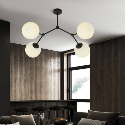 Lampa sufitowa  SPACE 4 BLACK/OPAL