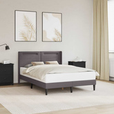 Ramka łóżka z paskami LED Szary 160 x 200 cm Ekoskóra