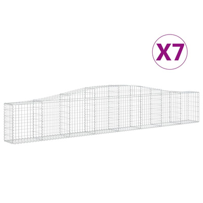 Kosze gabionowe, 7 szt, 400x30x60/80 cm, galwanizowane żelazo