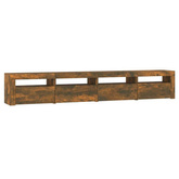 Szafka pod TV z oświetleniem LED, przydymiony dąb, 240x35x40 cm vidaXL