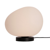 Lampa stołowa STONES minimalistyczna – biały akrylowy klosz 30 cm w kształcie kamienia – skandynawska lampka na stolik nocny E27 