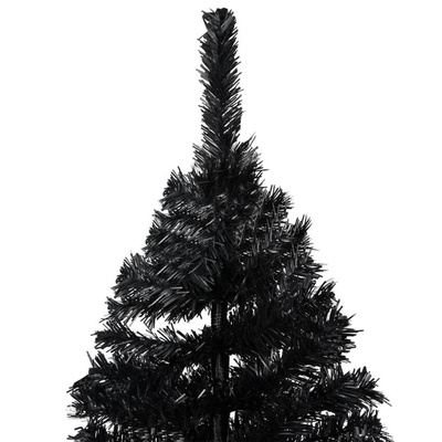 vidaXL Sztuczna choinka z lampkami i bombkami, czarna, 240 cm, PVC