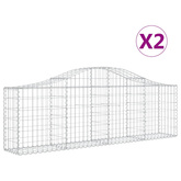 Kosze gabionowe, 2 szt, 200x30x60/80 cm, galwanizowane żelazo