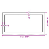 Półka, brązowa, 80x40x(2-4) cm, lakierowane lite drewno dębowe