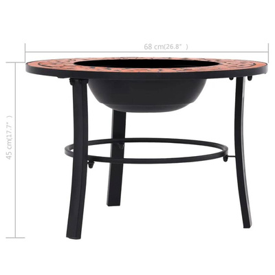 vidaXL Palenisko z mozaiką, terakota, 68 cm, ceramika