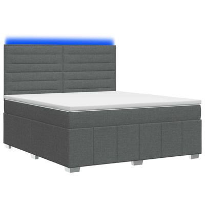 Łóżko z box spring LED z materacem ciemnoszary 180 x 200 cm