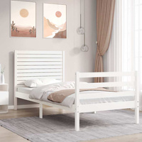 vidaXL Rama łóżka z wezgłowiem, biała, 90x200 cm, lite drewno