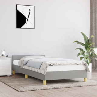 Rama łóżka bez materaca, jasnoszara, 90x200 cm, obita tkaniną