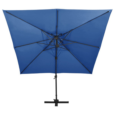 vidaXL Parasol wiszący z podwójną czaszą, 300x300 cm, lazurowy