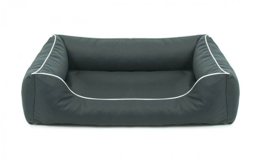 Legowisko dla psa Sofa Valencia Standard w kolorze ciemnoszarym z białym wykończeniem Rozmiar: L - 100 x 75 cm