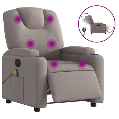 vidaXL Rozkładany fotel masujący, elektryczny, kolor taupe, tkanina model standard