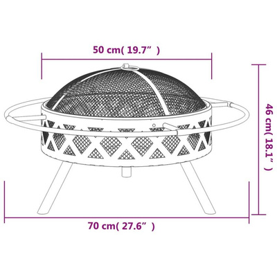 Palenisko z pogrzebaczem, 70 cm, XXL, stal vidaXL