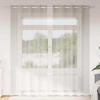 Firany Voile z zasłonami 2 pcs Kremowy 245 x 140 cm Poliester