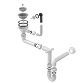 Odpływ zatyczkowy 3 1/2" z syfonem 1-komorowy Power Color silver stone (GRANIT-pionowy), save space