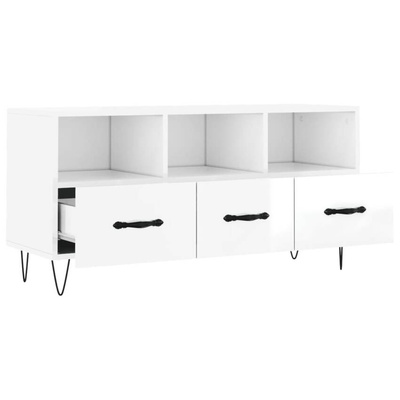 vidaXL Szafka pod TV, biała, wysoki połysk, 102x36x50 cm