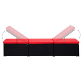 vidaXL 3-częściowy zestaw, leżaki ze stolikiem, polirattan, czarne