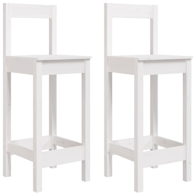 Stołki barowe, 2 szt., białe, 40x41,5x112 cm, drewno sosnowe