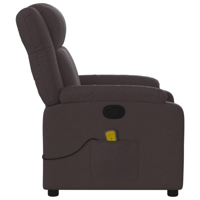 vidaXL Rozkładany fotel masujący, ciemnobrązowy, obity tkaniną wariant 5