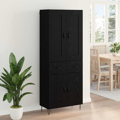 Highboard Czarny Dąb 69,5 x 34 x 180 cm Drewno inżynieryjne
