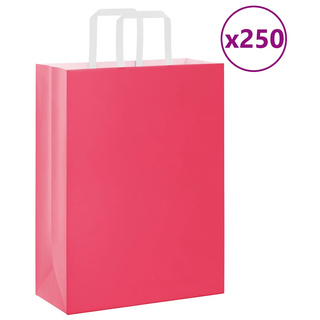 Torby papierowe 250 szt. z uchwytami Różowe 26x12x35 cm