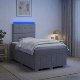 Łóżko z box spring LED z materacem jasnoszary 120 x 190 cm