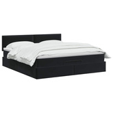 Łóżko ottoman z materacem Czarny 140 x 190 cm Welur
