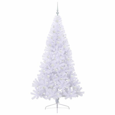 Sztuczna choinka z 300 diodami LED Biały 210 cm PVC i stal