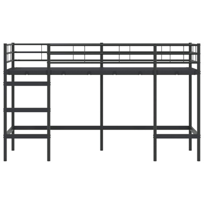 Łóżko piętrowe dla dzieci Gładki Czarny 75 x 190 cm Stal