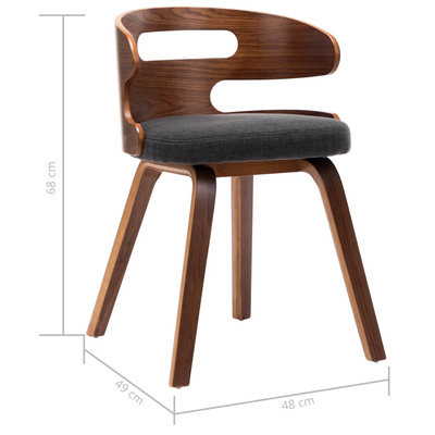 vidaXL Krzesła stołowe, 4 szt., ciemnoszare, gięte drewno i tkanina