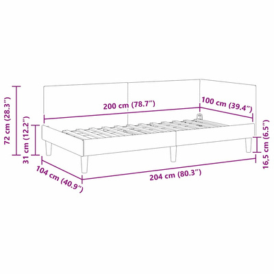 Rama łóżka narożnego Ciemna zieleń 100 x 200 cm Aksamit