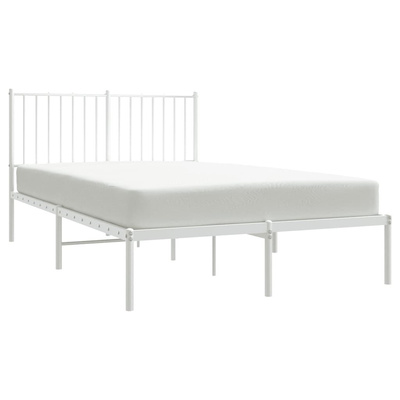 vidaXL Metalowa rama łóżka z wezgłowiem, biała, 120x190 cm model standard