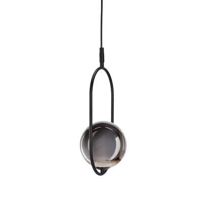 Lampa wisząca CORDEL elegancka - czarna z grafitowym kloszem kulką - nowoczesne oświetlenie salonu i łazienki 1x G9 LED