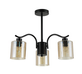 Lampa wisząca Visto potrójna z kloszami szklana czarna do salonu